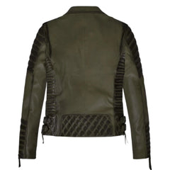 Charlotte Burnt Olive Leather Jacket