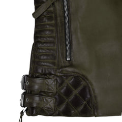 Charlotte Burnt Olive Leather Jacket