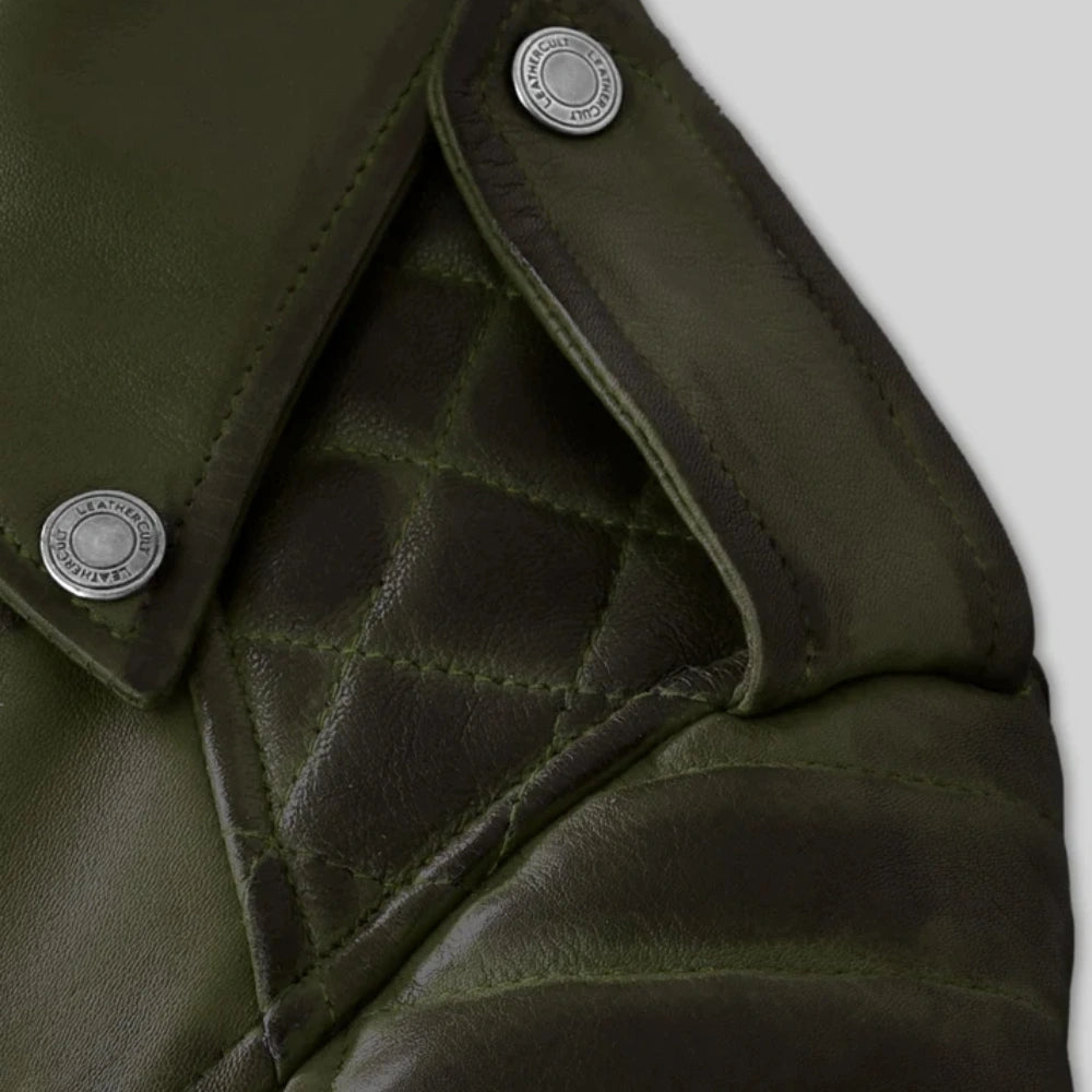 Charlotte Burnt Olive Leather Jacket