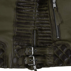Charlotte Burnt Olive Leather Jacket