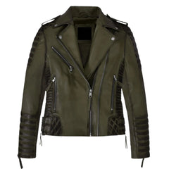 Charlotte Burnt Olive Leather Jacket