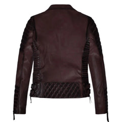 Charlotte Burnt Wine Leather Jacket