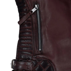Charlotte Burnt Wine Leather Jacket