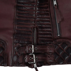 Charlotte Burnt Wine Leather Jacket