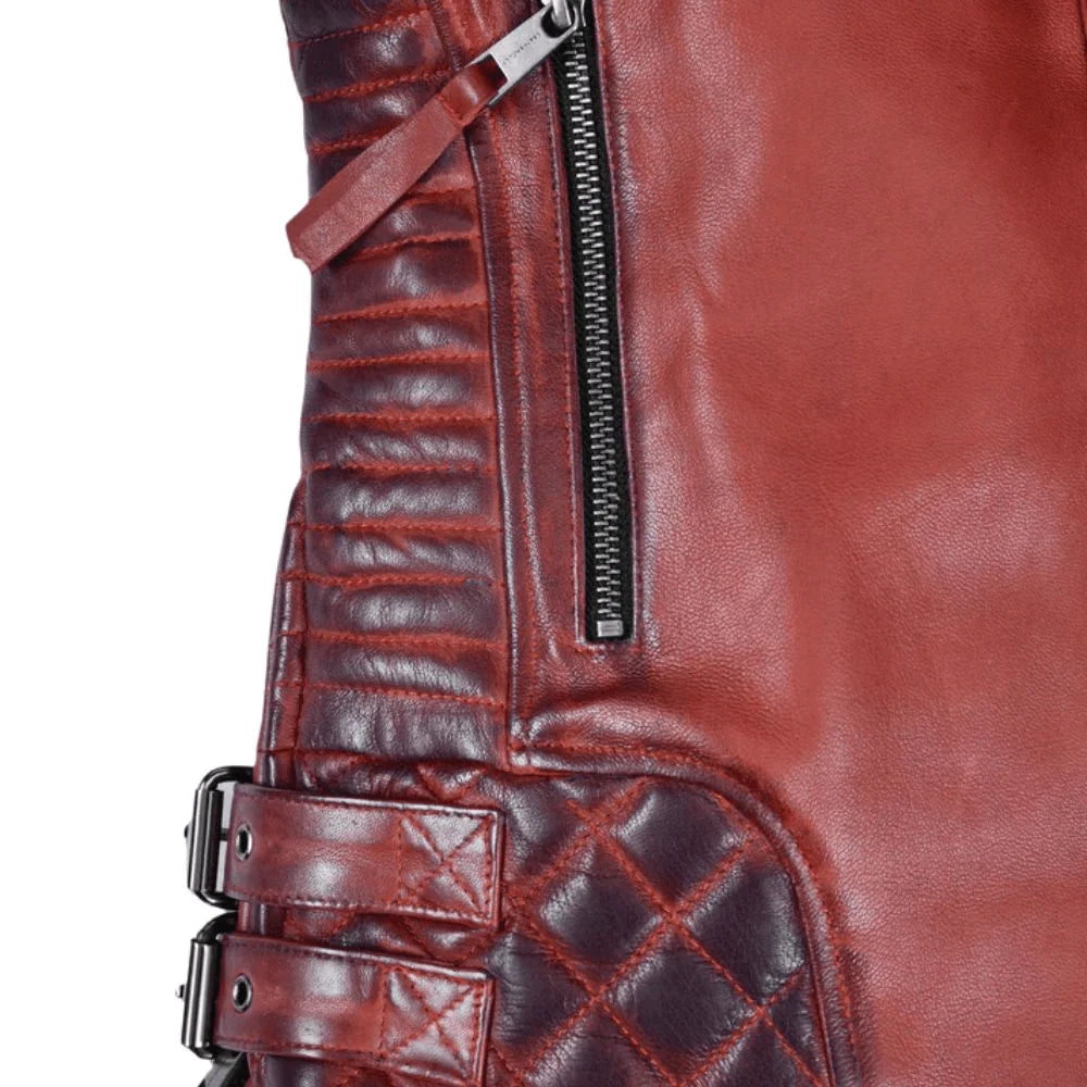 Charlotte Burnt Red Leather Jacket