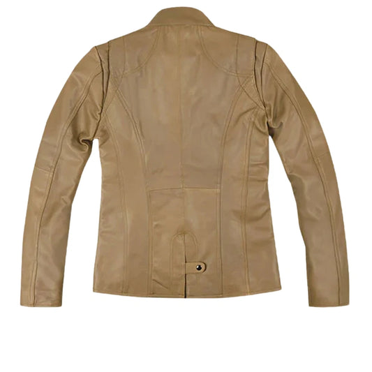 Classic Beige Slim Fit Leather Jacket