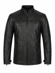 Classic Black Leather Jacket for Men Front 