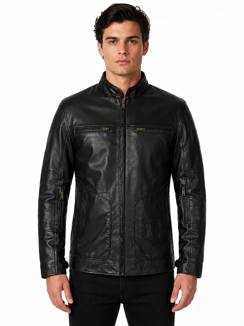 Classic Black Leather Jacket for Men Full 