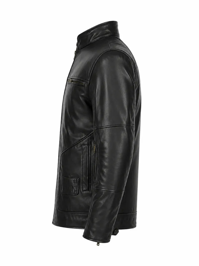 Classic Black Leather Jacket for Men Left 
