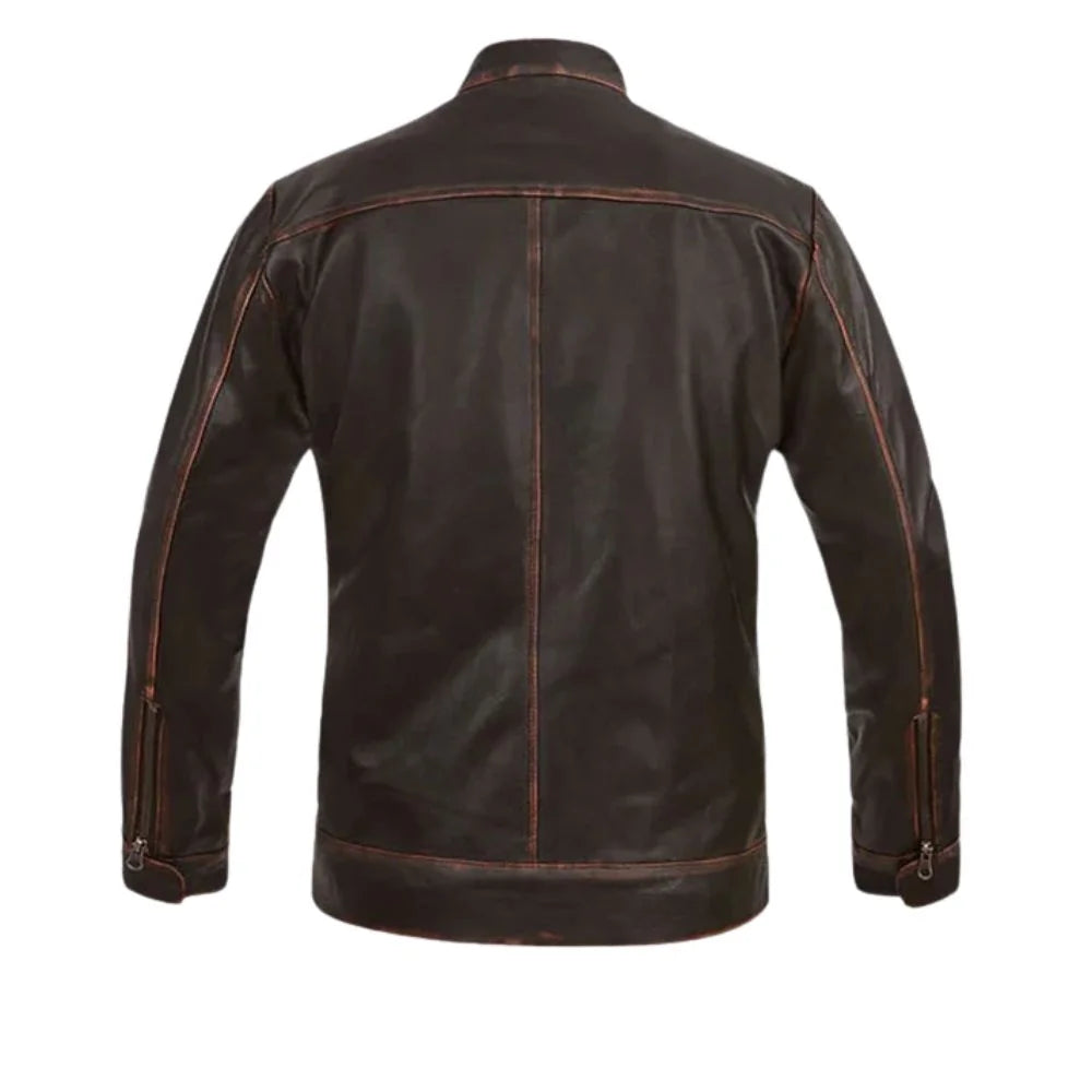 Classic Dark Brown Leather Jacket for Men