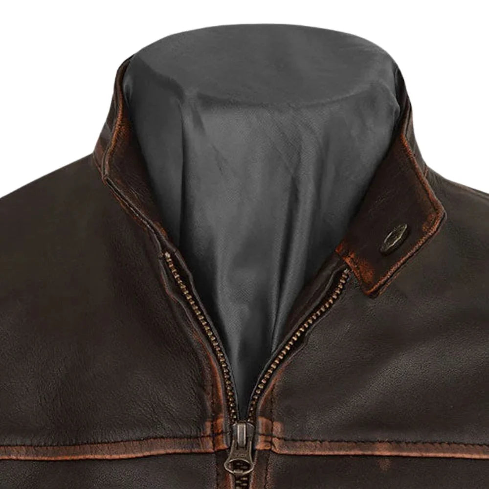 Classic Dark Brown Leather Jacket for Men