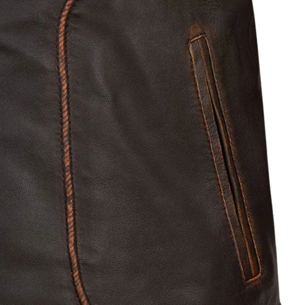 Classic Dark Brown Leather Jacket for Men