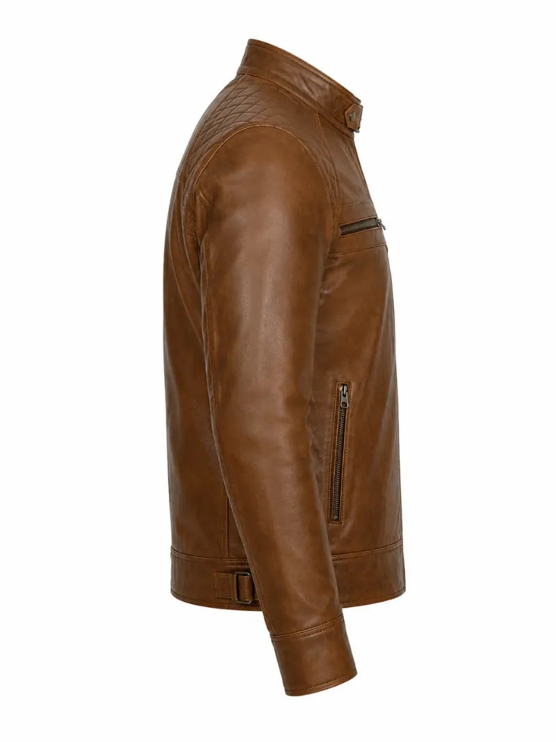 Classic Tan Leather Jacket for Men Right 