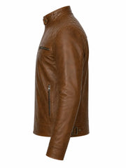 Classic Tan Leather Jacket for Men Left 