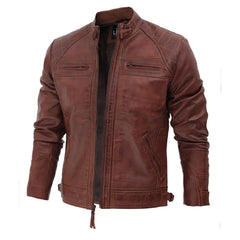 Dark Brown Quilted Classic Leather Jacket
