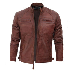 Dark Brown Quilted Classic Leather Jacket