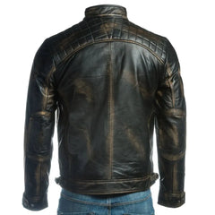 Men Antique Black Diamond Shoulder Biker Geronimo Jacket