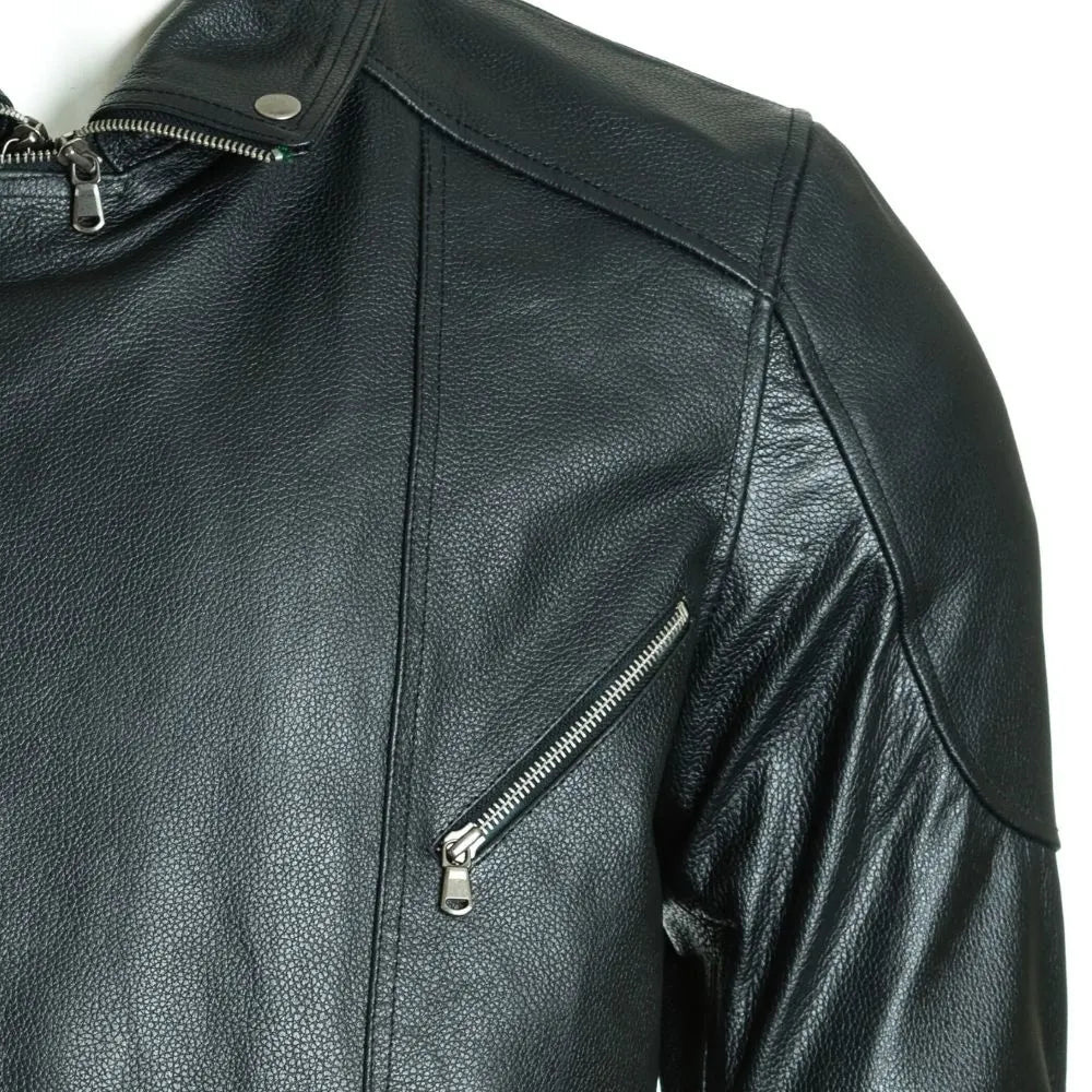 Men Black Belted Soft Leather Coat