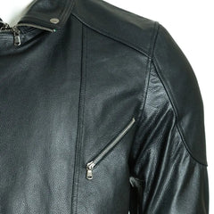 Men Black Belted Soft Leather Coat