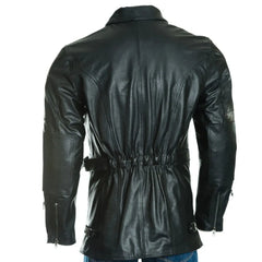 Men Black Belted Soft Leather Coat