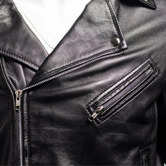 Men Black Classic Brando Biker Nappa Leather Jacket