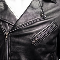Men Black Classic Brando Biker Nappa Leather Jacket