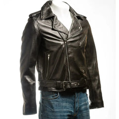 Men Black Classic Brando Biker Nappa Leather Jacket
