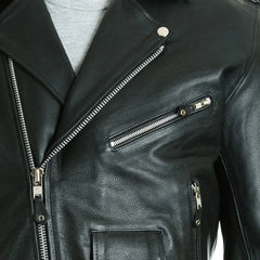 Men Black Classic Brando Biker Style Leather Jacket