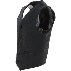 Men Black Diamond Stitched Leather Vest