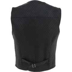 Men Black Diamond Stitched Leather Vest