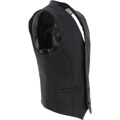 Men Black Diamond Stitched Leather Vest