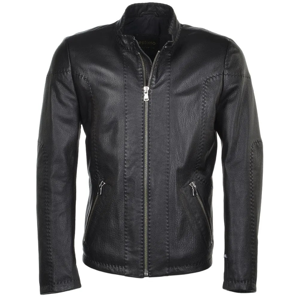 Men Black Full Grain Biker Leather Jacket 