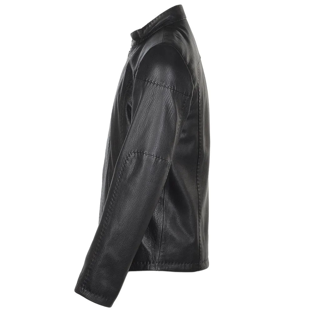 Men Black Full Grain Biker Leather Jacket 