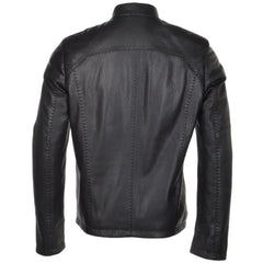 Men Black Full Grain Biker Leather Jacket 