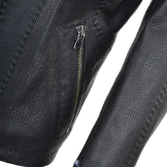 Men Black Full Grain Biker Leather Jacket 
