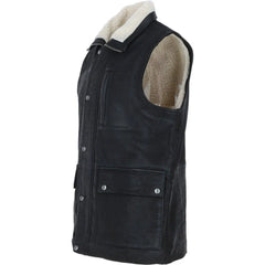 Men Black Handmade Leather Vest