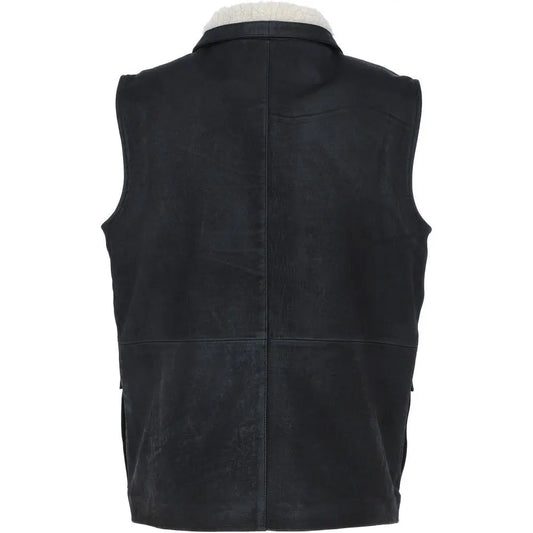 Men Black Handmade Leather Vest