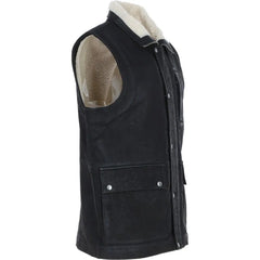 Men Black Handmade Leather Vest