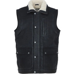 Men Black Handmade Leather Vest