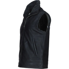 Men's Black Shearling Leather Vest