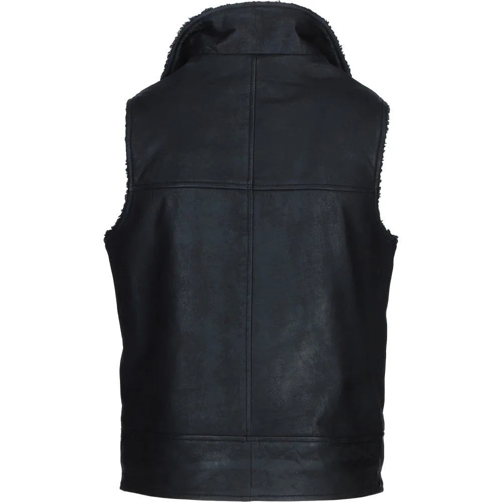 Men's Black Shearling Leather Vest
