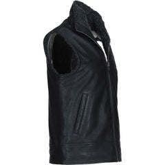 Men's Black Shearling Leather Vest