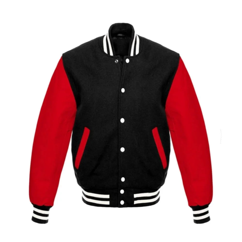 Men Black and Red Varsity Jacket