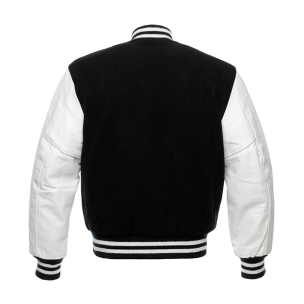 Men Black and White Varsity Jacket