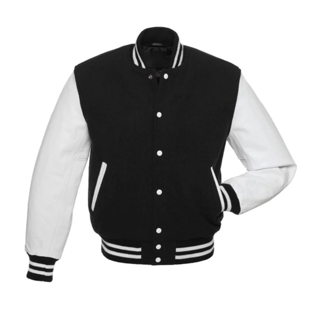 Men Black and White Varsity Jacket
