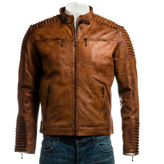 Men Brown Antique Leather Jacket