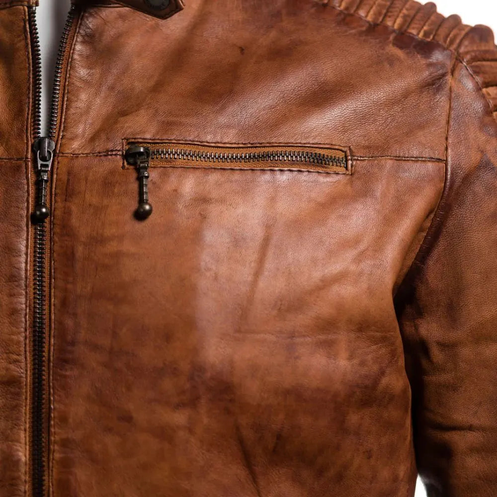 Men Brown Antique Leather Jacket