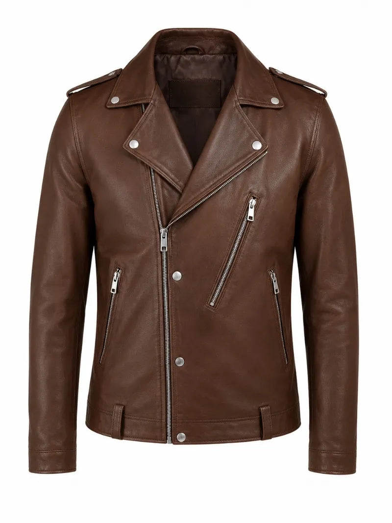 Men Brown Classic Leather Jacket