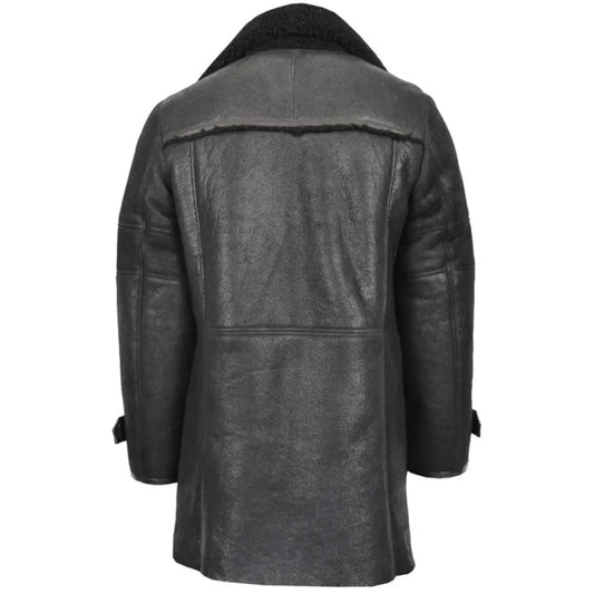 Men Bryan Black Shearling Leather Full Length Coat