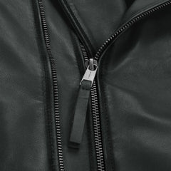 Men Charcoal Quilted Leather Jacket